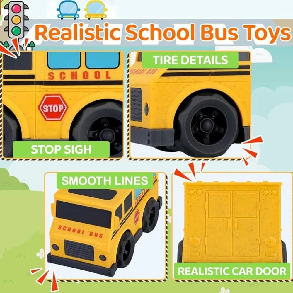 ✨BNWT - Eco-Friendly Wheat Straw Educational Toy Yellow Bus with Light & Sound✨